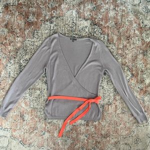 Gap ballet sweater with wrap around tie in purple size Large